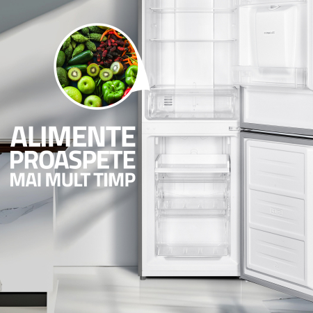 Combina frigorifica, 2 usi, capacitate 251 L, full No Frost, motor inverter, dozator de apa, termostat, Inox, SAMUS [9]