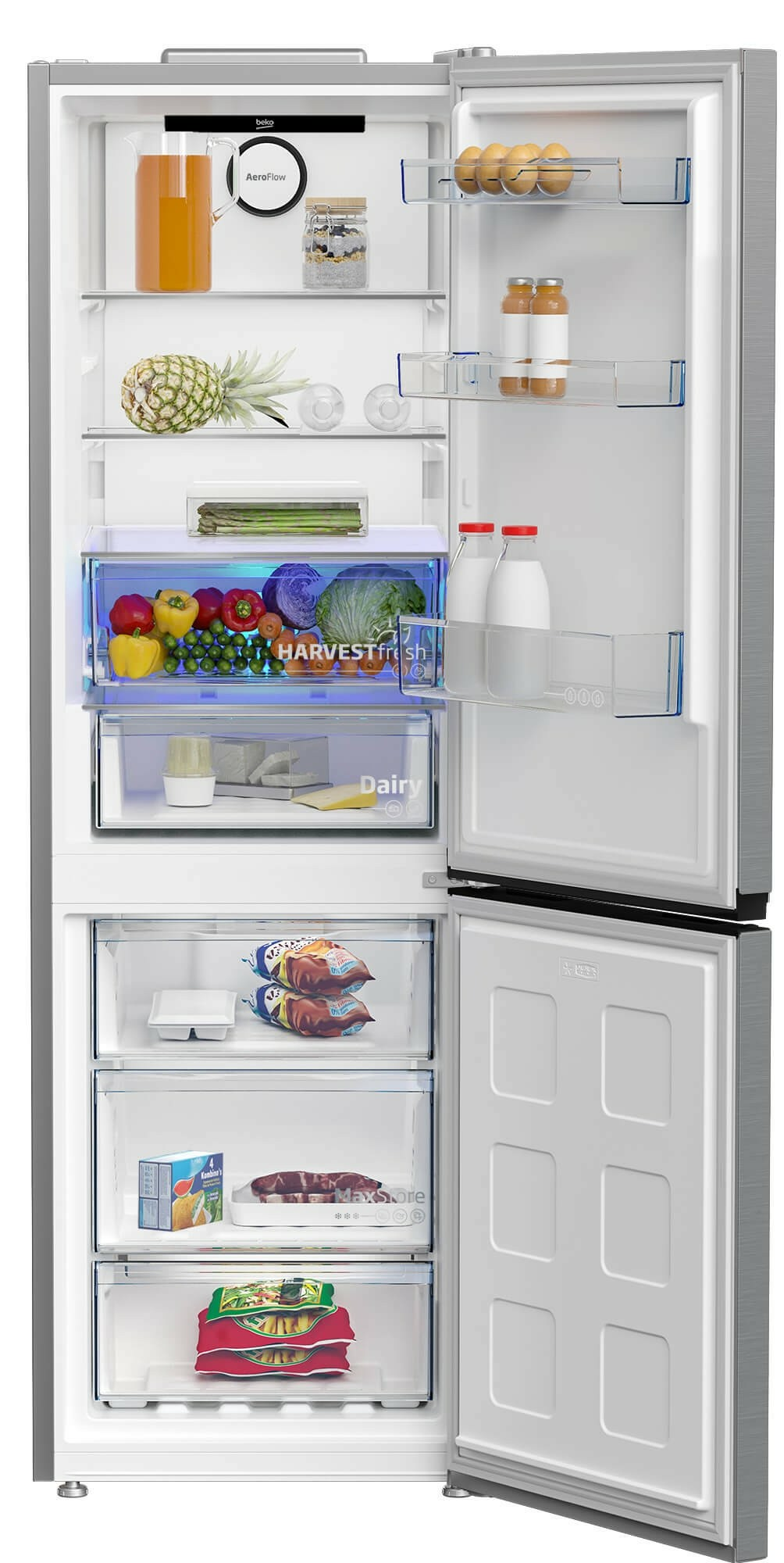 Combina frigorifica, 2 usi, capacitate 316 L, congelator, NO FROST, clasa E, Argintiu, BEKO [1]