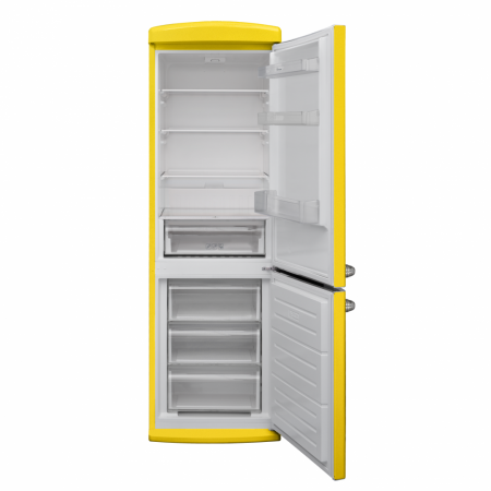 Combina frigorifica, 2 usi, congelator, capacitate 340 L, lumina Led, retro, galben, FRAM [1]