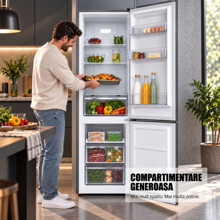 Combina frigorifica, capacitate 253 L, motor inverter, NO FROST, termostat, dezghetare automata, H 180 cm, Inox, SAMUS [4]