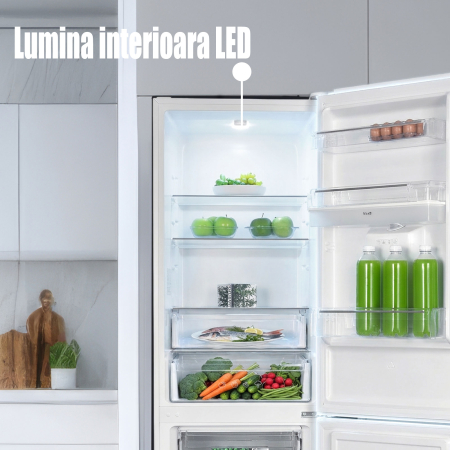 Combina frigorifica, capacitate 313 L, dozator de apa, H 186 cm, 60 x 60 cm, termostat, Alb, SAMUS [9]