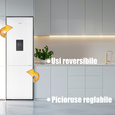 Combina frigorifica, capacitate 313 L, dozator de apa, H 186 cm, 60 x 60 cm, termostat, Alb, SAMUS [10]