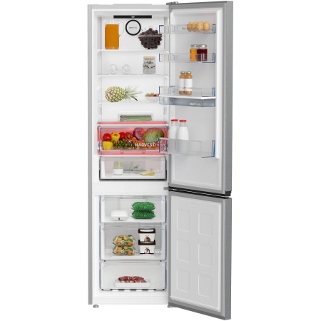 Combina frigorifica, capacitate 355 L, dozator de apa, NO FROST, clasa E, compresor inverter, Argintiu, BEKO [2]