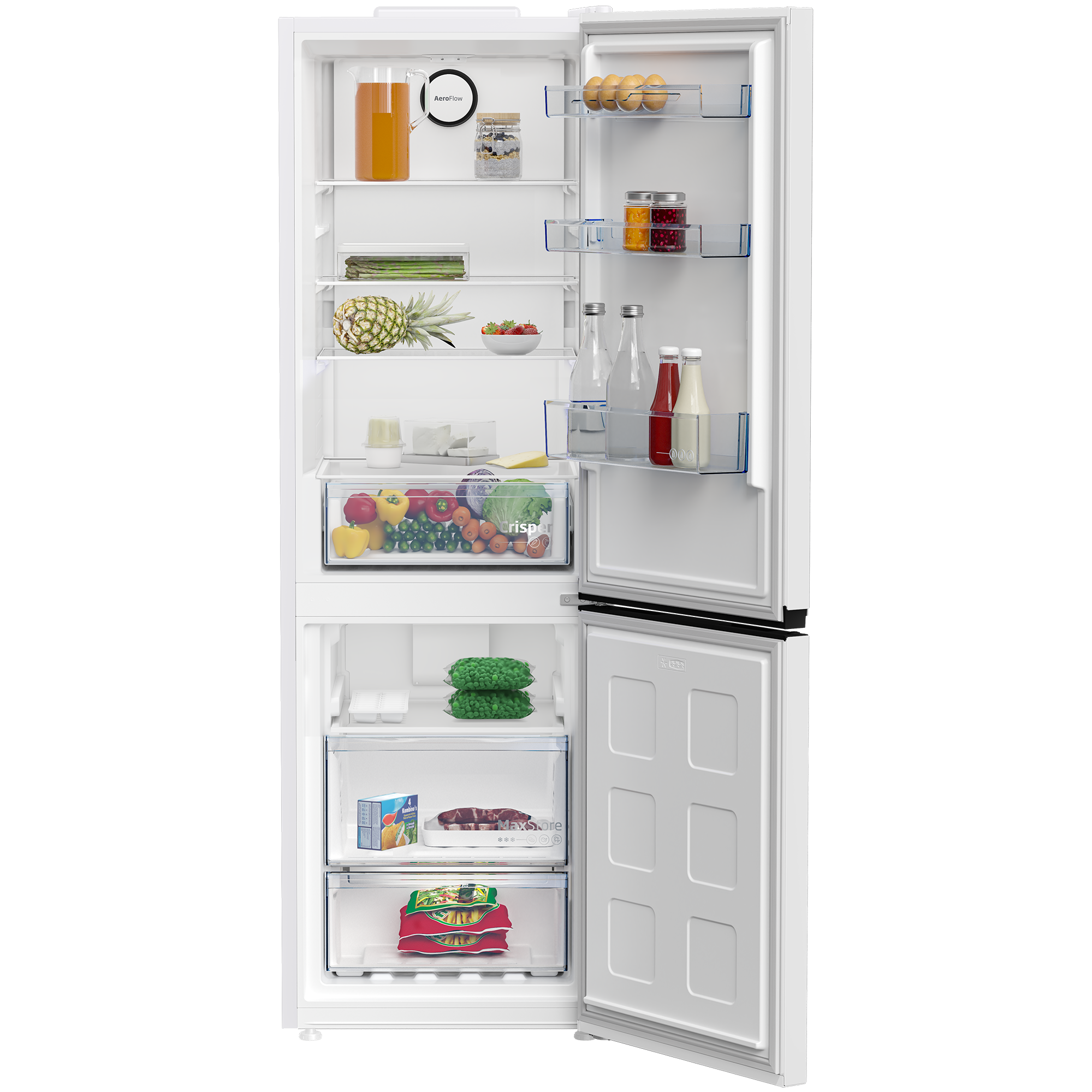 Combina frigorifica, NO FROST, XXL Bottle, capacitate 316 L, clasa E, LED, rafturi sticla, Alb, BEKO [1]