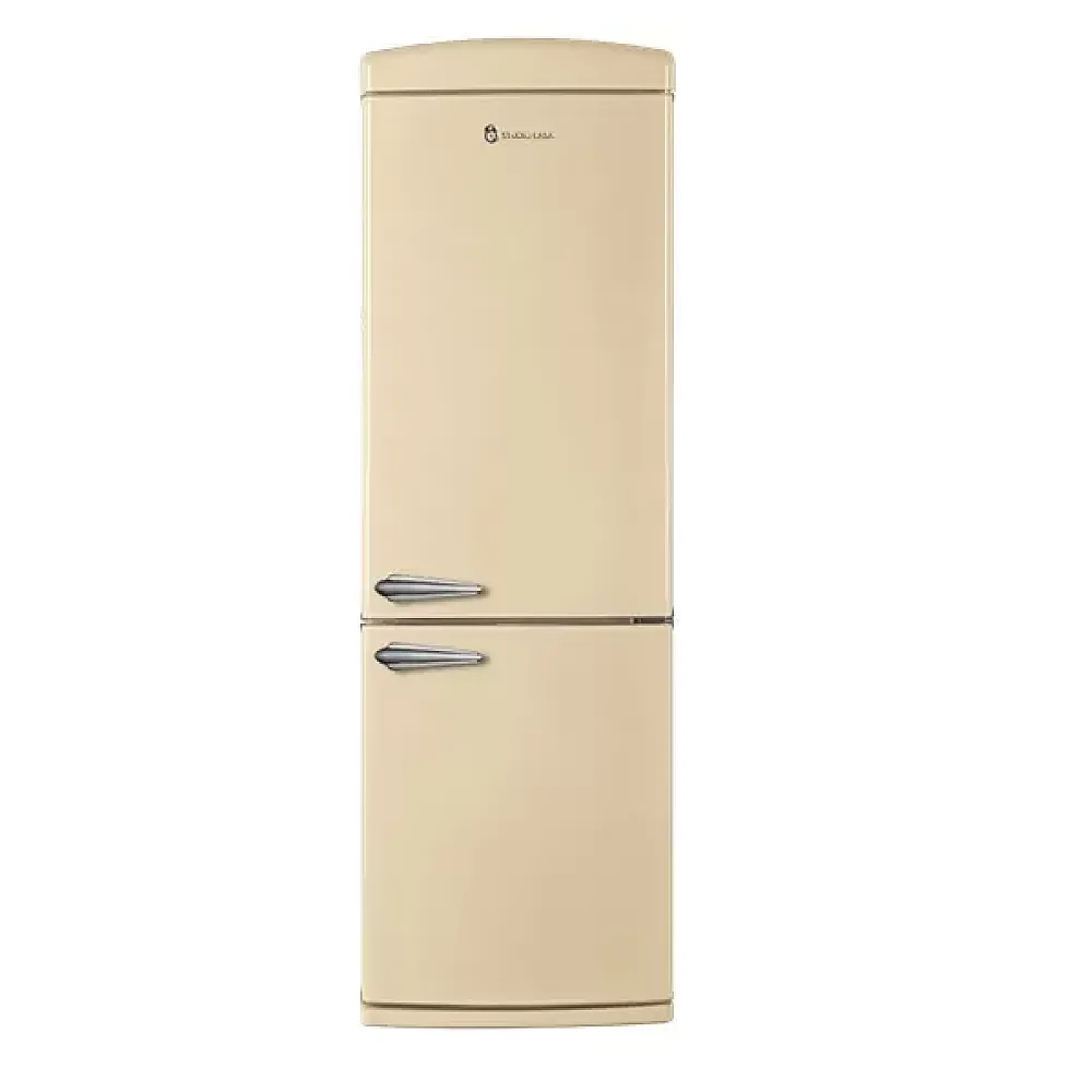 Combine frigorifice - Combina frigorifica rustica, NO FROST, capacitate 330 L, mod ECO, congelare rapida, H 190 cm, lumina LED, Crem, STUDIO CASA