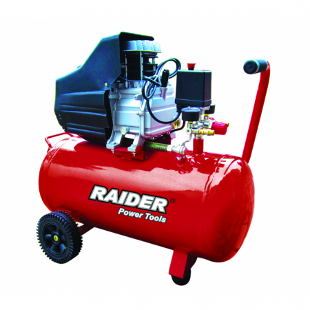 Compresoare - Compresor aer 2НР / 50l Raider RD-AC02, 1500W, 8 bar, regulator presiune