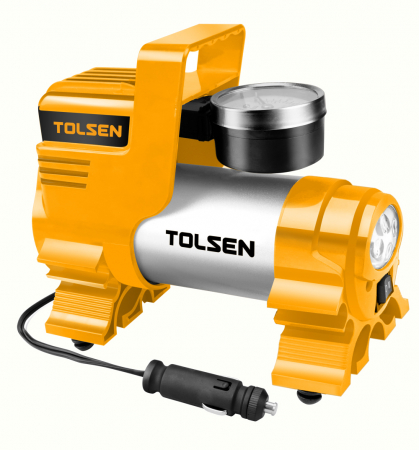 Compresoare - Compresor auto, 120 w, 100 psi, 12 V, 30l /min, LED, 30 l/min, Tolsen 65515