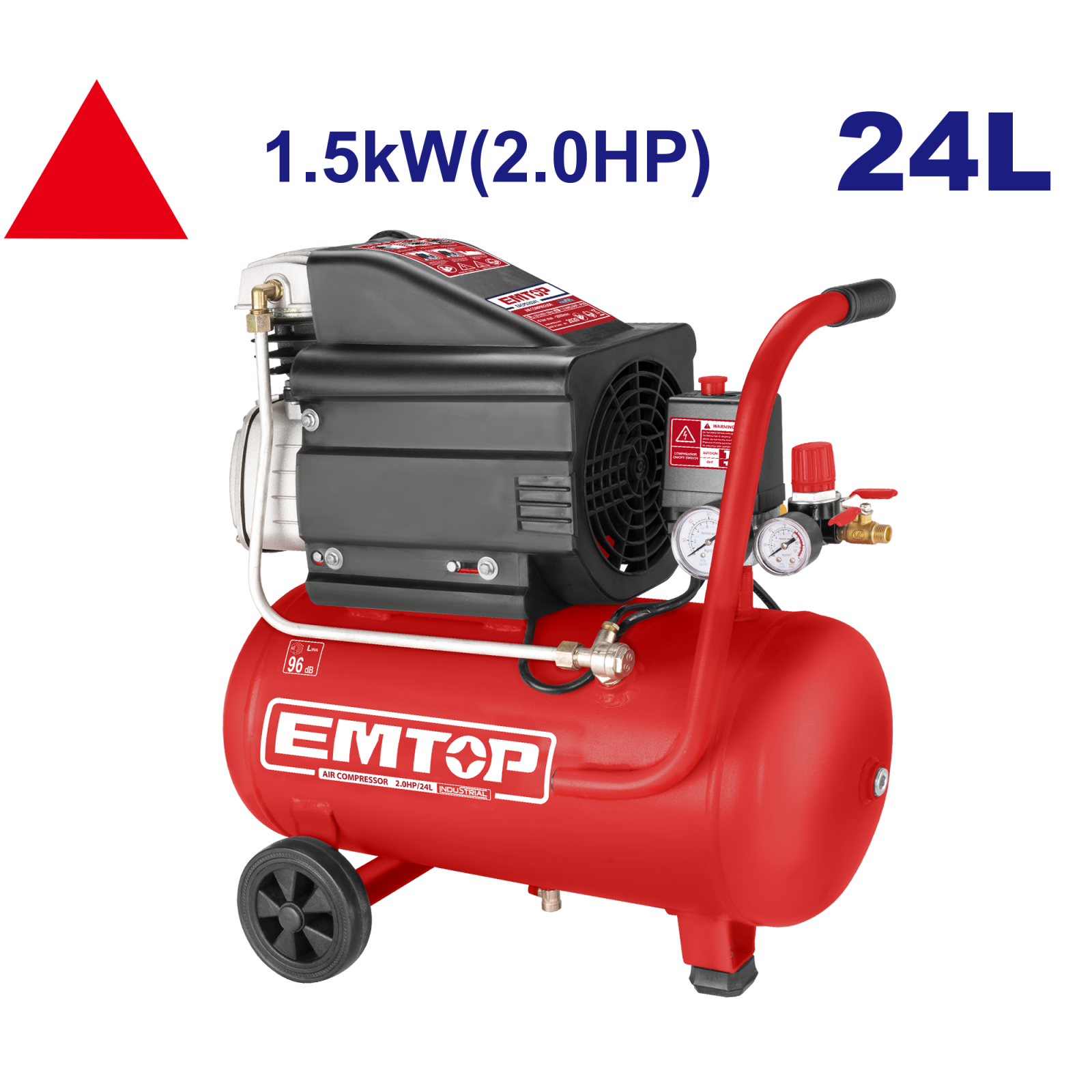 Compresoare - Compresor de aer, capacitate 24L, 2 cp, 1500W, 8 bar, 2850Rpm, EMTOP