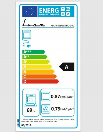Cuptor electric incorporabil, capacitate 69L, 9 programe, clasa A, lumina, ventilator, dezghetare, gri, FRAM [1]