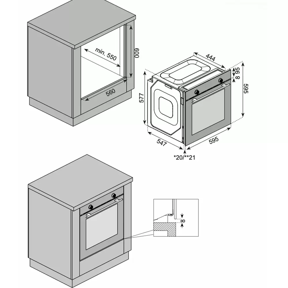 Cuptor electric incorporabil, capacitate 73 L, 8 functii, clasa A, grill, ventilatie, sticla Gri, Studio Casa Parma Glass Grey [2]