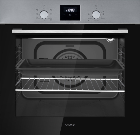 Cuptoare incorporabile - Cuptor electric incorporabil, capacitate 80 L, grill, 7 programe, lumina, convectie, dezghetare, 240*, clasa A, putere 2500W, afisaj LED, Inox, VIVAX