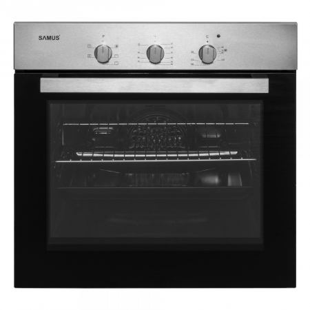Cuptoare incorporabile - Cuptor electric incorporabil, putere 2200W, capacitate 56L, 5 functii, ventilator, clasa A, grill electric, timer, Inox, Samus