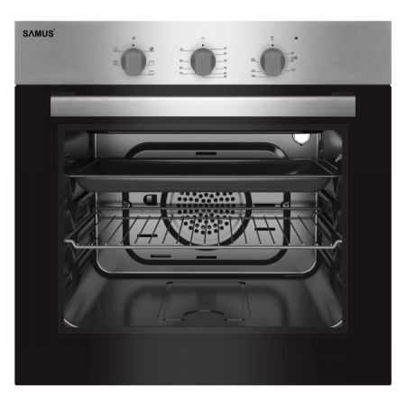 Cuptor electric incorporabil, putere 2200W, capacitate 56L, 5 functii, ventilator, clasa A, grill electric, timer, Inox, Samus [1]