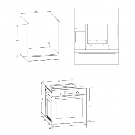 Cuptor electric incorporabil, putere 2500W, capacitate 80L, 7 functii, ventilator, clasa A, afisaj digital, Samus [2]