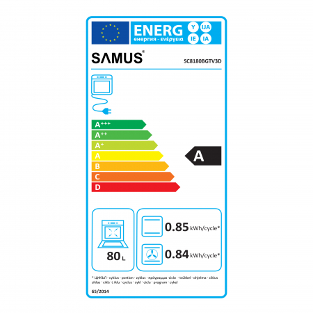 Cuptor electric incorporabil, putere 2500W, capacitate 80L, 8 functii + gatire 3D, ventilator, lumina, clasa A, afisaj digital, Samus [6]