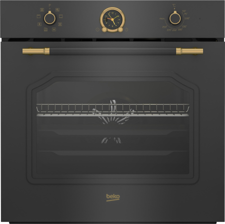 Casa & Gradina - Cuptor electric incorporabil, rustic, 8 programe, capacitate 72 L, clasa A, grill, convectie, Antracit, BEKO