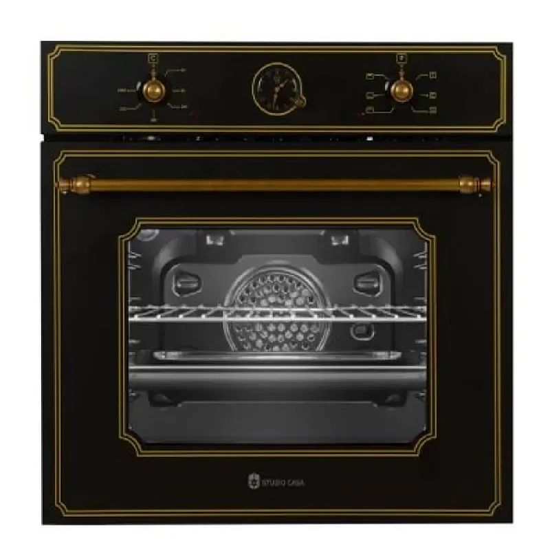 Casa & Gradina - Cuptor electric incorporabil, rustic, multifunctional, volum 61 L, turbo ventilator, grill, 6 functii, Negru, Studio Casa Toscana