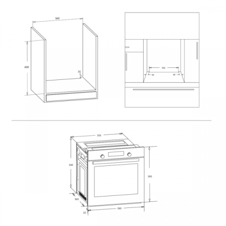 Cuptor electric incorporabil, putere 2500W, capacitate 80L, 8 functii, convectie 3D, ventilator, clasa A, Samus [7]