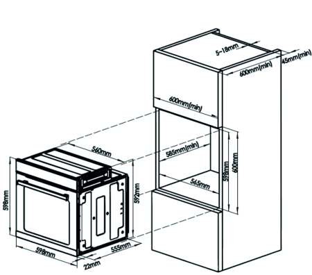 Cuptor incorporabil, capacitate 81 L, putere 2000W, 4 functii de preparare, Clasa A, ventilator, lumina, Negru, SAMUS [4]