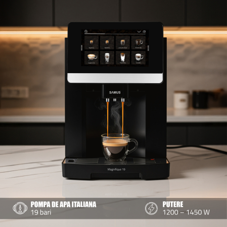 Espressor cafea, automat, 20 tipuri de bauturi, 19 bar, ecran touch, spumare lapte, rasnita profesionala, rezervor 1.7 L ,  SAMUS Magnifique 19 [8]