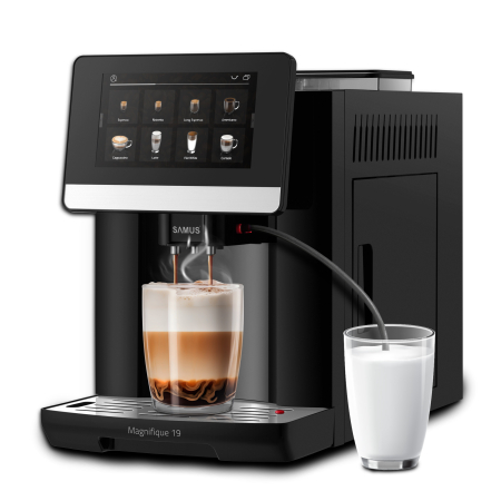 Espressoare & Cafetiere - Espressor cafea, automat, 20 tipuri de bauturi, 19 bar, ecran touch, spumare lapte, rasnita profesionala, rezervor 1.7 L ,  SAMUS Magnifique 19