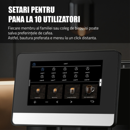 Espressor cafea, automat, 20 tipuri de bauturi, 19 bar, ecran touch, spumare lapte, rasnita profesionala, rezervor 1.7 L ,  SAMUS Magnifique 19 [11]