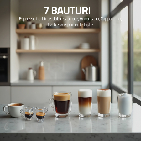 Espressor cafea, manual, rezervor lapte, 6 tipuri de bauturi, pompa presiune 20 bari, ecran tactil, putere 1350W, rezervor de apa 1.5 L, SAMUS [7]