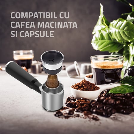 Espressor cafea, manual, slim, cafea macina + capsule, pompa presiune 20 bari, 5 tipuri de bauturi, rezervor de apa 1.2 L, SAMUS [4]