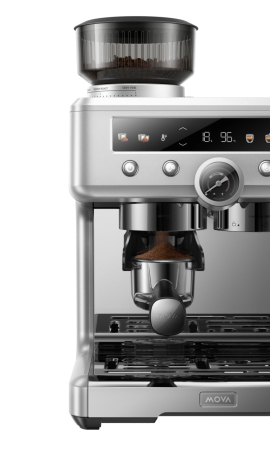 Espressor semi-automat, putere 2650-3200 W, pompa dubla, rezervor apa 2.8 L, presiune 20 bar, 12 trepte temperatura, afisaj electronic, Argintiu, MOVA [3]