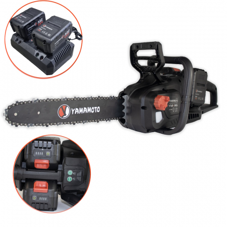 Drujbe Profesionale - Fierastrau electric, acumulator, 2 x 20V, 4.0 Ah, lant 35cm, oprire de siguranta, Yamamoto YM.116