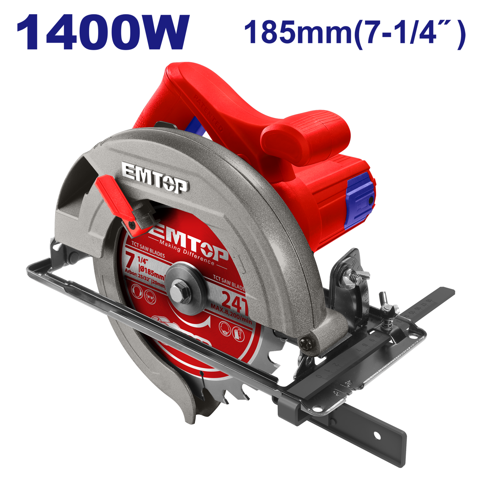 Scule Electrice - Fierastrau electric, circular, de banc, putere 1400W, 185mm, 4800Rpm, 230V, EMTOP