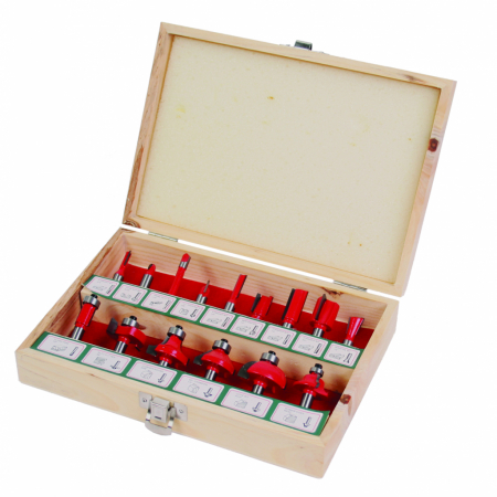Freze Electrice - Freze profilate, Router bits ø8mm, set 15 piese, Raider 158304