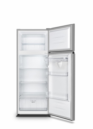 Frigider cu 2 usi, capacitate 206 L, dozator apa, congelator, termostat reglabil, clasa E, lumina LED, Argintiu, HEINNER [1]