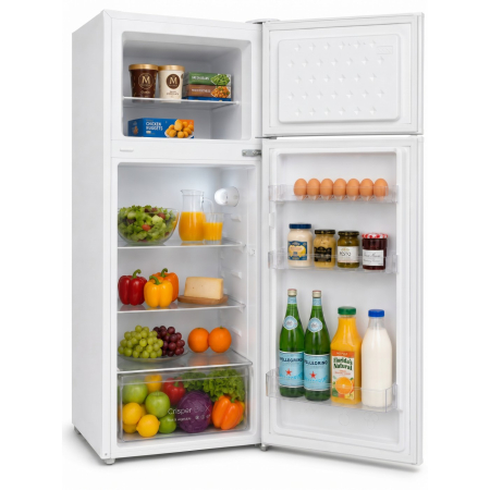 Frigider cu 2 usi, capacitate 211 L, rafturi sticla, lumina LED, H 144 cm, Alb, LDK [2]