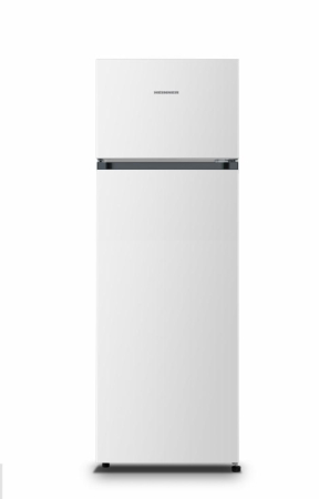 Frigidere - Frigider cu 2 usi, capacitate 243 L, congelator, lumina LED, usi reversibile, rafturi sticla, clasa E, Alb, HEINNER