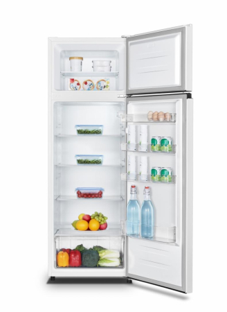 Frigider cu 2 usi, capacitate 243 L, congelator, lumina LED, usi reversibile, rafturi sticla, clasa E, Alb, HEINNER [2]