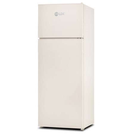 Casa & Gradina - Frigider cu 2 usi, capacitate 243 L, rafturi sticla, lumina LED, Less FROST, termostat, H 160 cm, Bej, LDK
