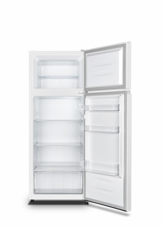 Frigider cu 2 usi, congelator, capacitate 206 L, lumina LED, clasa E, rafturi sicla, usi reversibile, Alb, HEINNER [1]