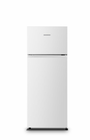 Frigidere - Frigider cu 2 usi, congelator, capacitate 206 L, lumina LED, clasa E, rafturi sicla, usi reversibile, Alb, HEINNER