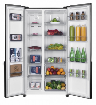 Frigider cu 2 usi, side by side, No-Frost, capacitate 532L, congelator, E++, functie Smart, touch, negru, HEINNER [1]