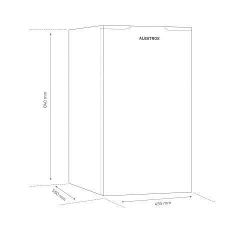 Frigider cu o usa, capacitate 121 L, termostat reglabil, lumina interior, 2 rafturi, usa reversibila, Alb, ALBATROS [3]