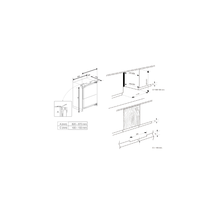 Frigider cu o usa incorporabil, capacitate 96 L, lumina Led, usa reversibila, PYRAMIS [2]