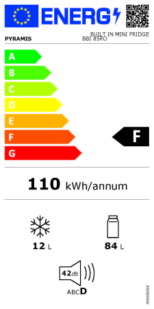 Frigider cu o usa incorporabil, capacitate 96 L, lumina Led, usa reversibila, PYRAMIS [4]