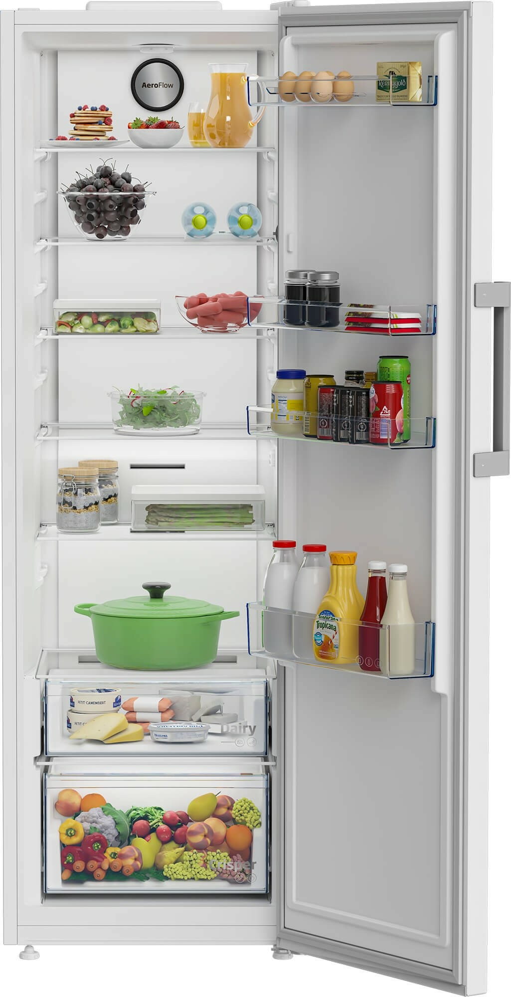 Frigider cu o usa, NO FROST, capacitate 365 L, clasa E, usa reversibila, rafturi sticla, Alb, BEKO [1]