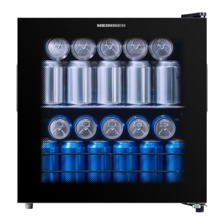 Frigidere - Frigider pentru bauturi, sendvisuri, capacitate 44 L, lumina LED, Negru, HEINNER