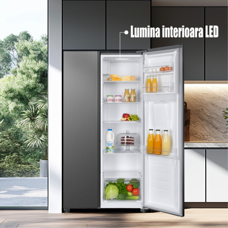 Frigider side by side, 2 usi, capacitate 439 L, dozator de apa, Full NO FROST, dual inverter, afisaj LED, INOX, SAMUS [12]