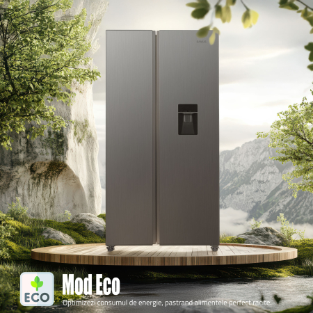 Frigider side by side, 2 usi, capacitate 439 L, dozator de apa, Full NO FROST, dual inverter, afisaj LED, INOX, SAMUS [7]