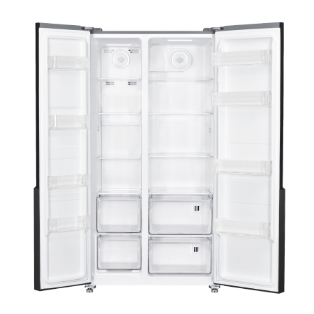 Frigider Side by Side, 2 usi, capacitate 532 L, clasa F, display Touch, NO-FROST, Sticla Neagra, PYRAMIS [2]