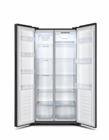 Frigider Side by Side, capacitate 441 L, Full NO FROST, control digital, motor inverter, dezghetare automata, Negru, HEINNER [1]