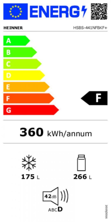 Frigider Side by Side, capacitate 441 L, Full NO FROST, control digital, motor inverter, dezghetare automata, Negru, HEINNER [2]